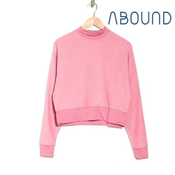 ABOUND Women's Mock Neck Fleece Pullover‎ Cropped Sweater NWT - Picture 2 of 8